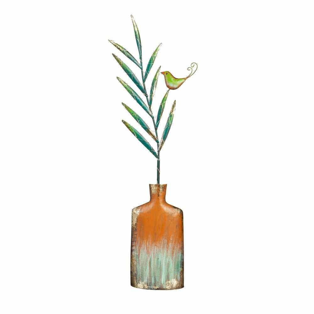Lighted Metal Vase with Bird Garden Statue | Plow & Hearth