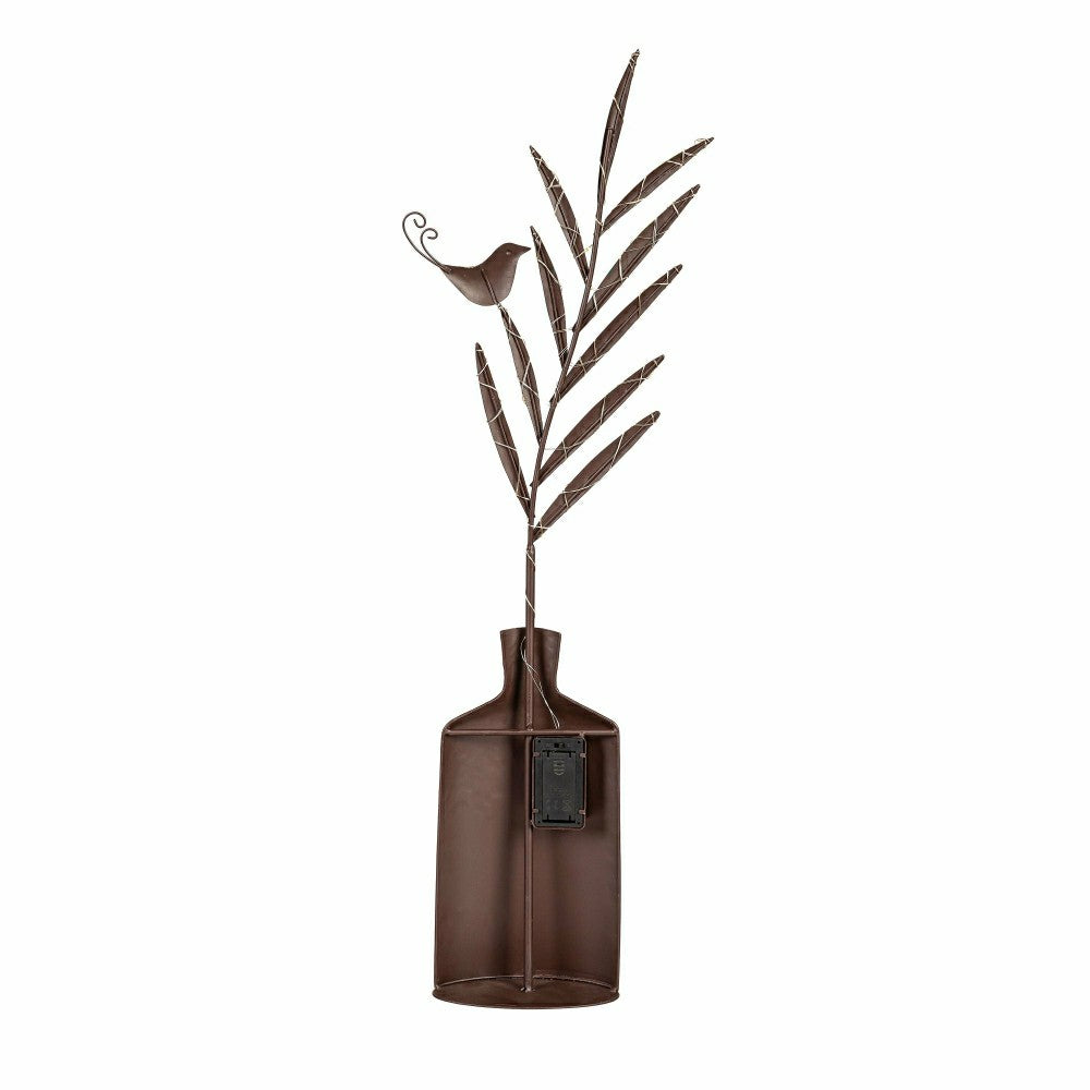 Lighted Metal Vase with Bird Garden Statue | Plow & Hearth