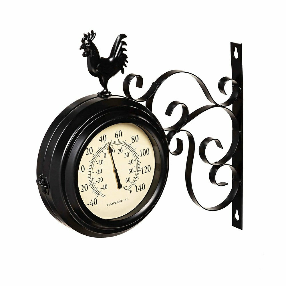 Outdoor Rooster Clock and Thermometer | Plow & Hearth