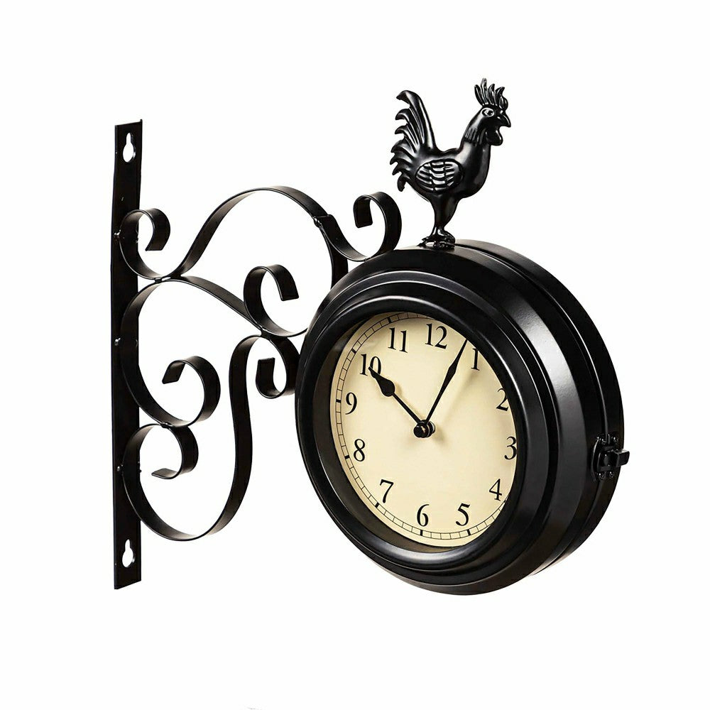 Outdoor Rooster Clock and Thermometer | Plow & Hearth