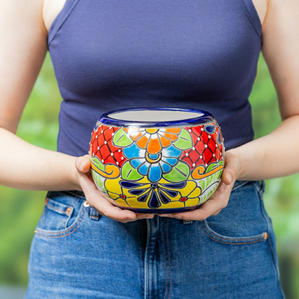 Set of 2 Mexican Talavera Baul Planters | Plow & Hearth
