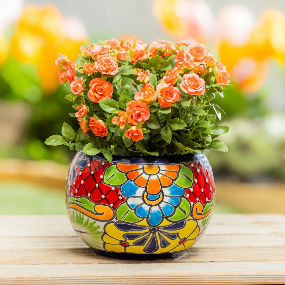 Set of 2 Mexican Talavera Baul Planters | Plow & Hearth