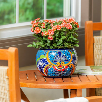 Set of 2 Mexican Talavera Baul Planters | Plow & Hearth