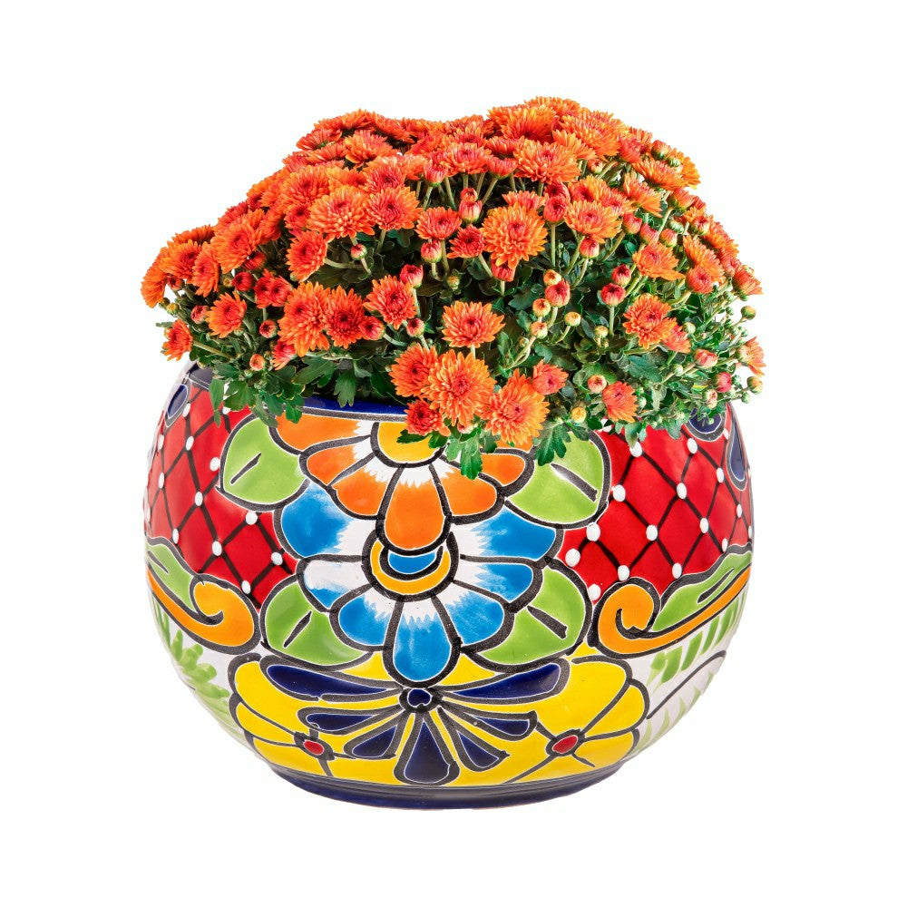 Set of 2 Mexican Talavera Baul Planters | Plow & Hearth