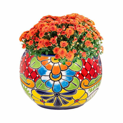 Set of 2 Mexican Talavera Baul Planters | Plow & Hearth