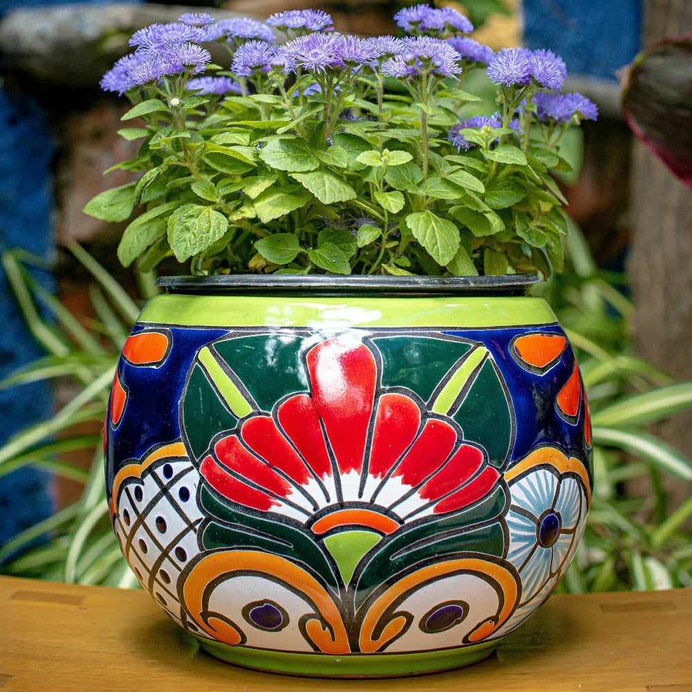 Green Talavera Baul Planter, Medium | Plow & Hearth