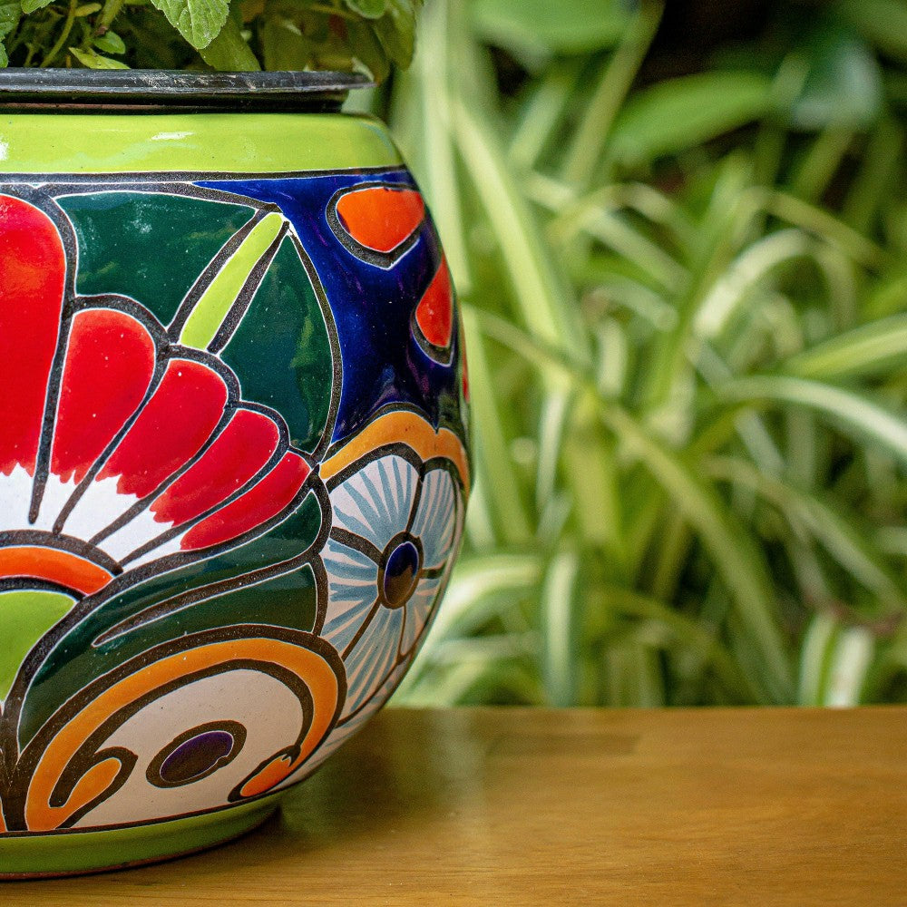 Green Talavera Baul Planter, Medium | Plow & Hearth