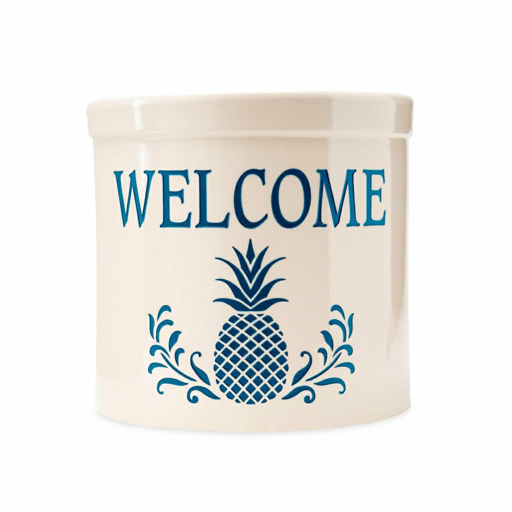 Pineapple Welcome Stoneware Crock | Plow & Hearth