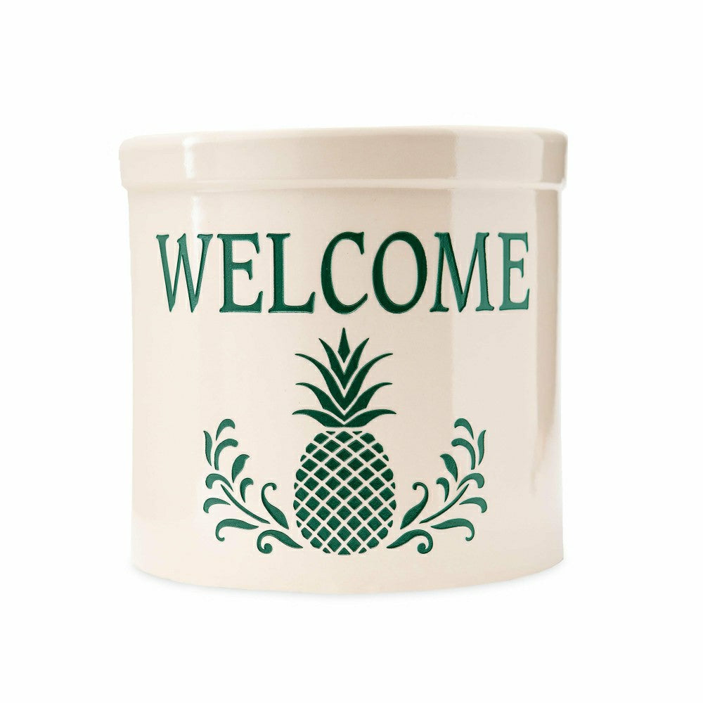 Pineapple Welcome Stoneware Crock | Plow & Hearth