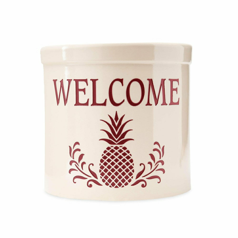 Pineapple Welcome Stoneware Crock | Plow & Hearth