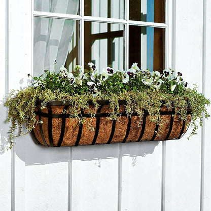 English Hay Basket Window Planter, 36"L | Plow & Hearth