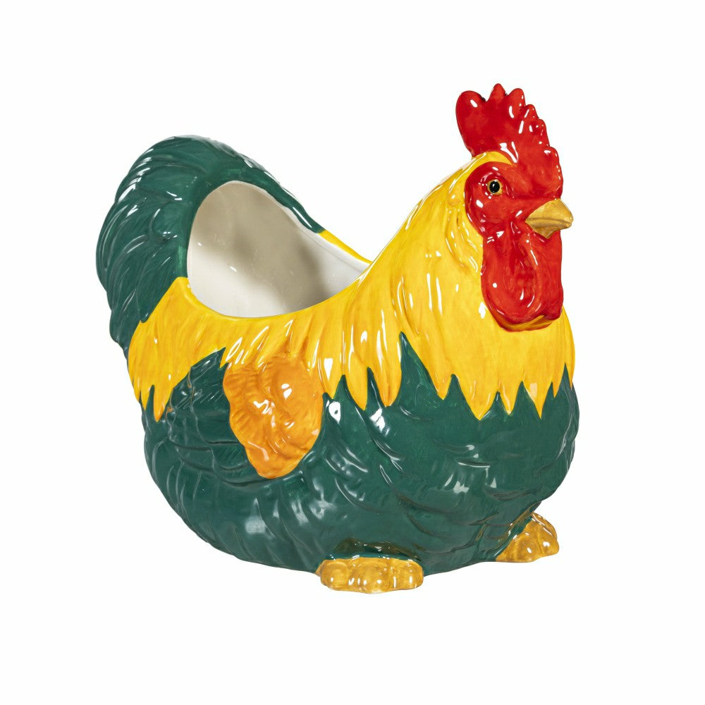 Petal & Plow Planter, Ceramic, Colorful Rooster | Plow & Hearth