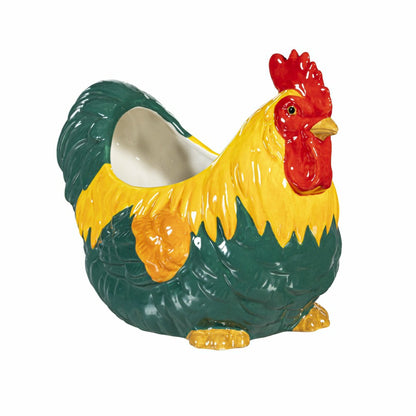 Petal & Plow Planter, Ceramic, Colorful Rooster | Plow & Hearth