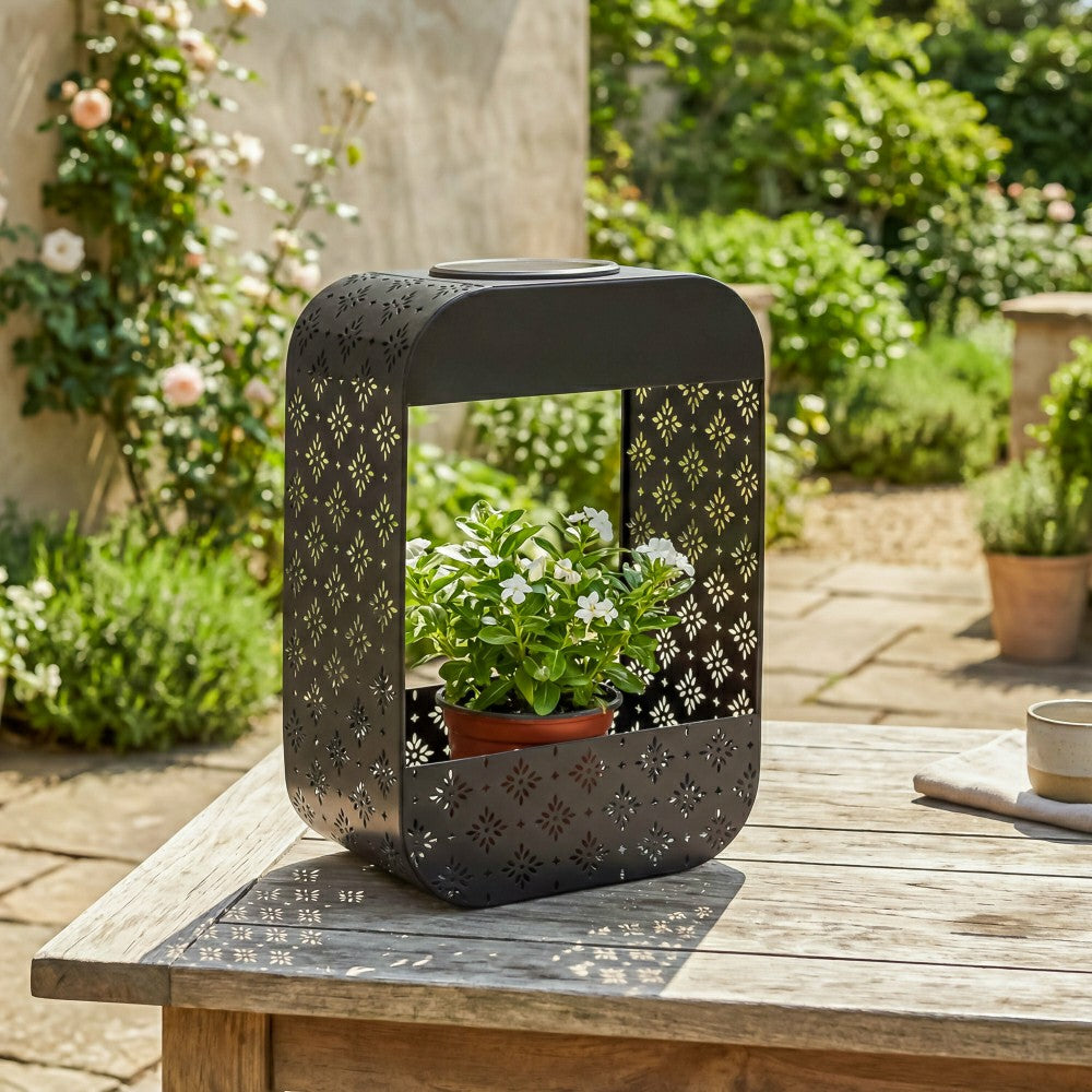 Solar Floral Planter, Black | Plow & Hearth