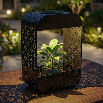 Solar Floral Planter, Black | Plow & Hearth