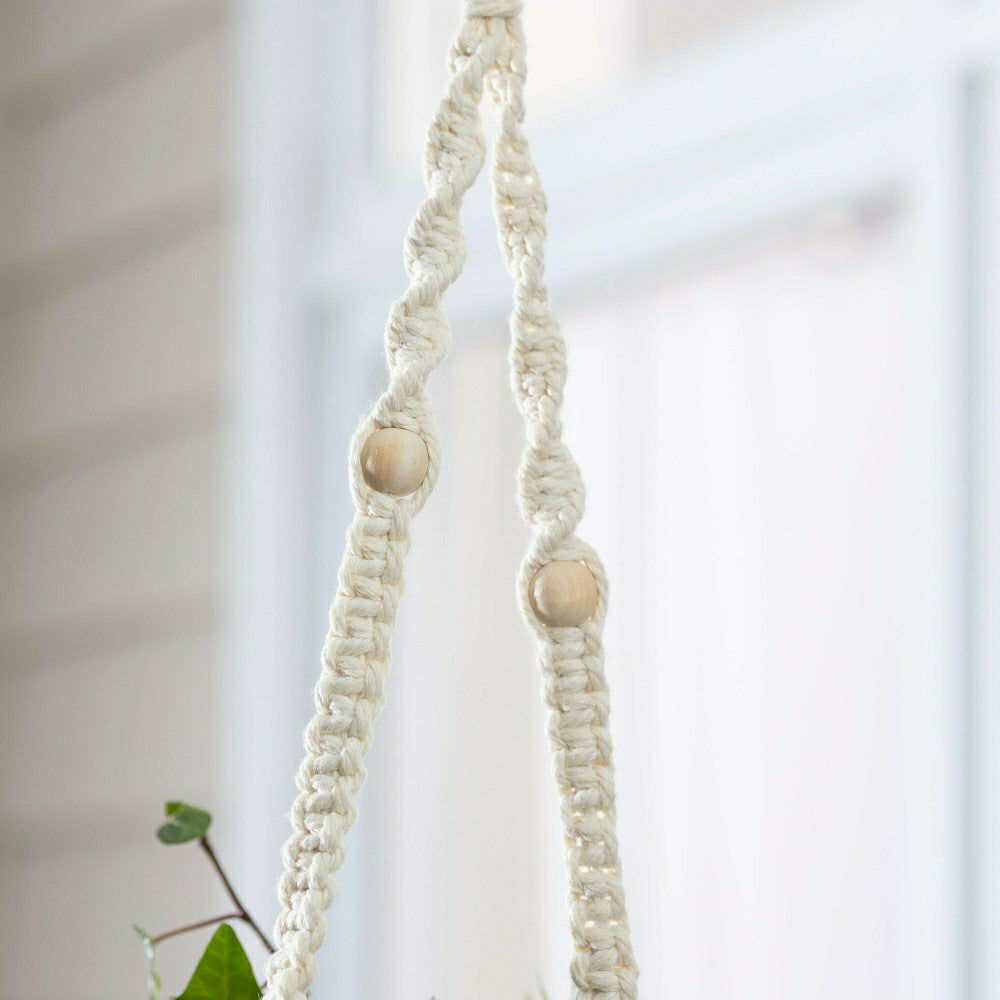 Macrame Large Hanging Globe Plant Cover, Natural | Plow & Hearth