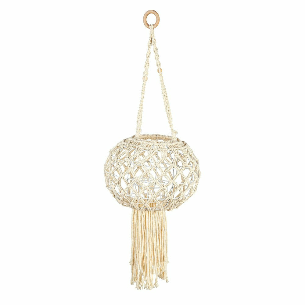 Macrame Large Hanging Globe Plant Cover, Natural | Plow & Hearth