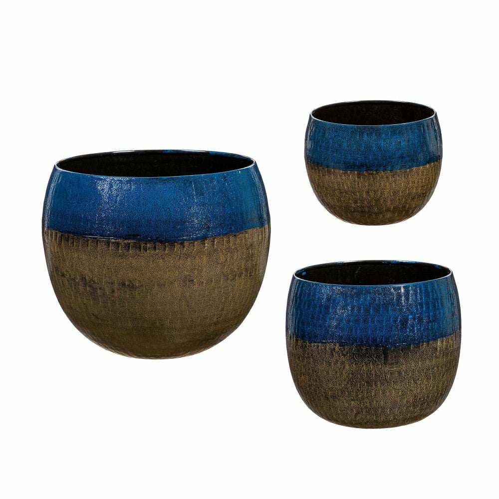 Indoor/Outdoor Two-Tone Round Planters, Set of 3 | Plow & Hearth