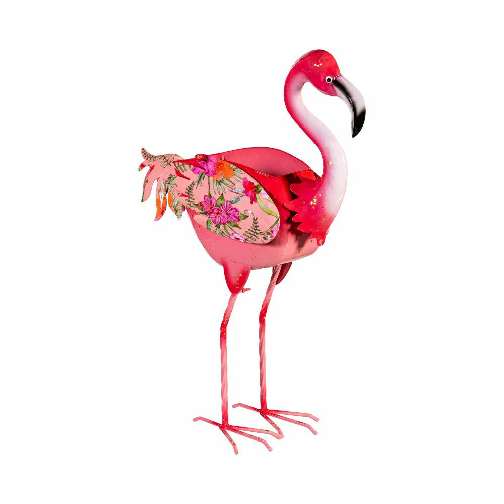 Palm Beach Planter, Metal Floral Flamingo | Plow & Hearth