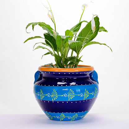 12" Striped Blue Talavera Chata | Plow & Hearth