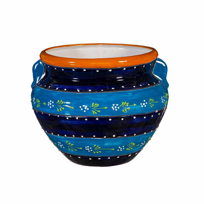 12" Striped Blue Talavera Chata | Plow & Hearth
