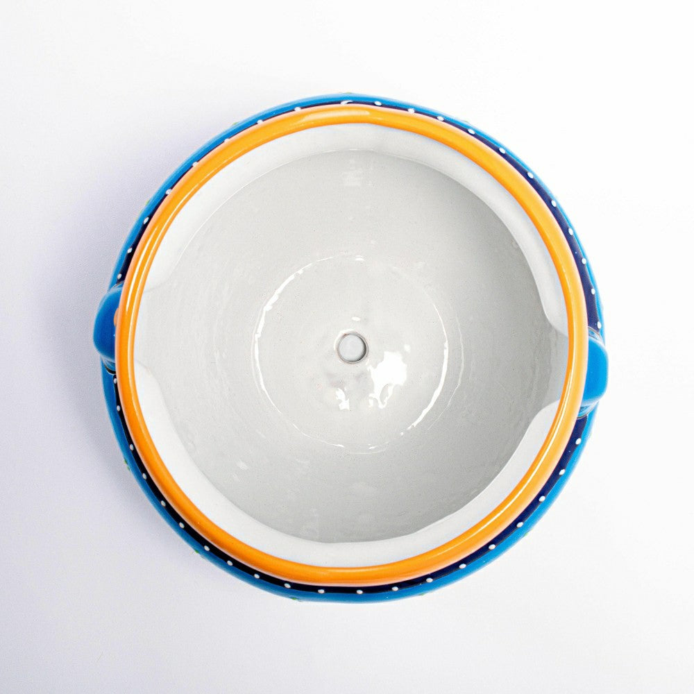 12" Striped Blue Talavera Chata | Plow & Hearth
