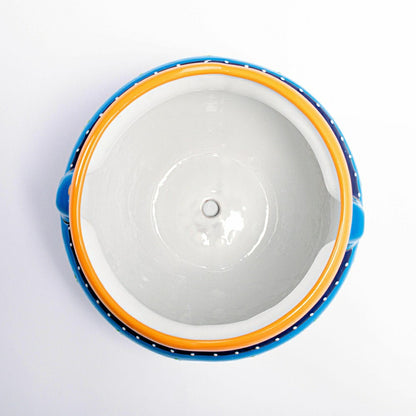 12" Striped Blue Talavera Chata | Plow & Hearth