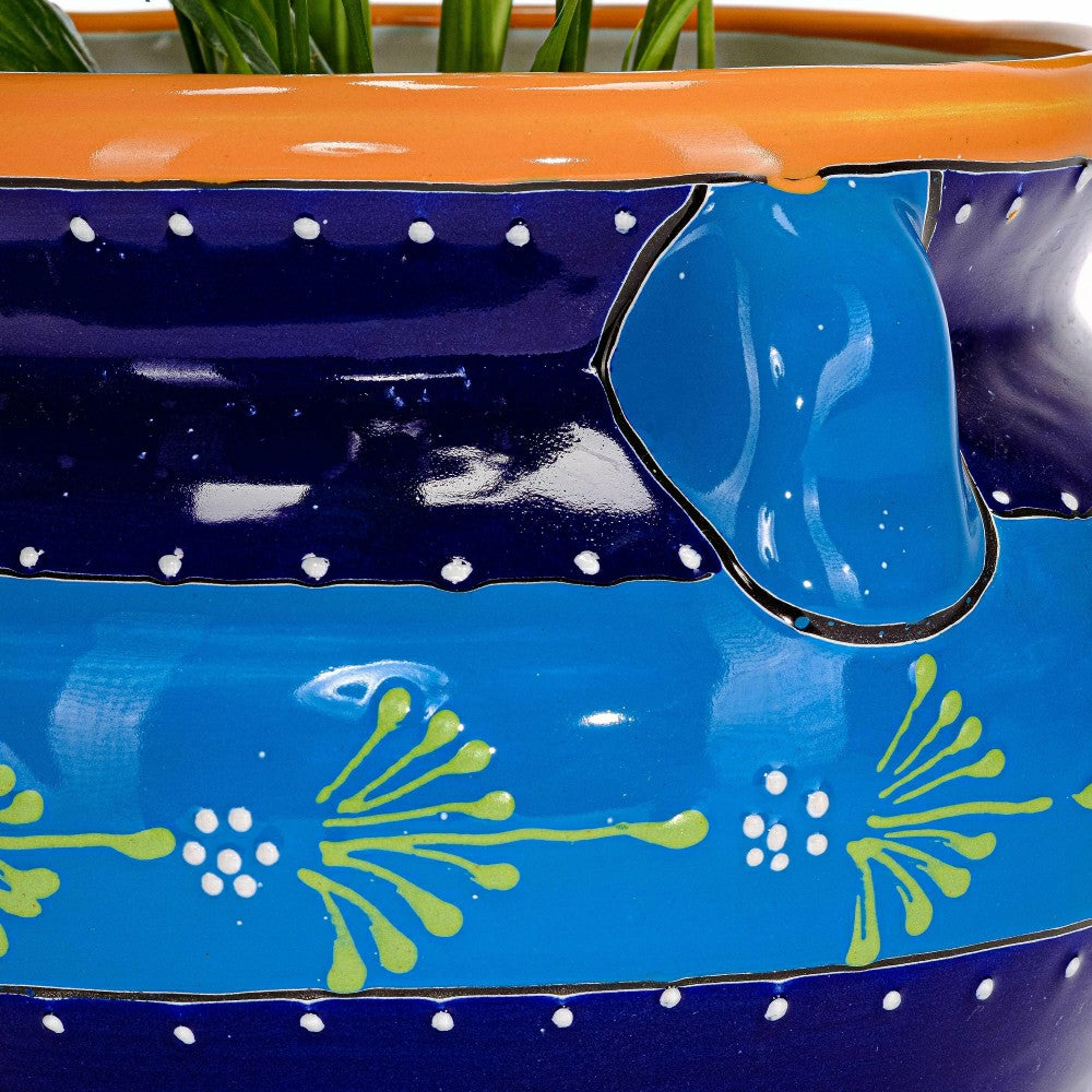 12" Striped Blue Talavera Chata | Plow & Hearth