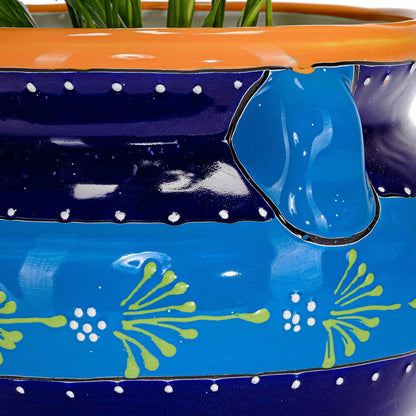 12" Striped Blue Talavera Chata | Plow & Hearth