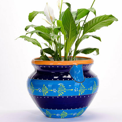 12" Striped Blue Talavera Chata | Plow & Hearth