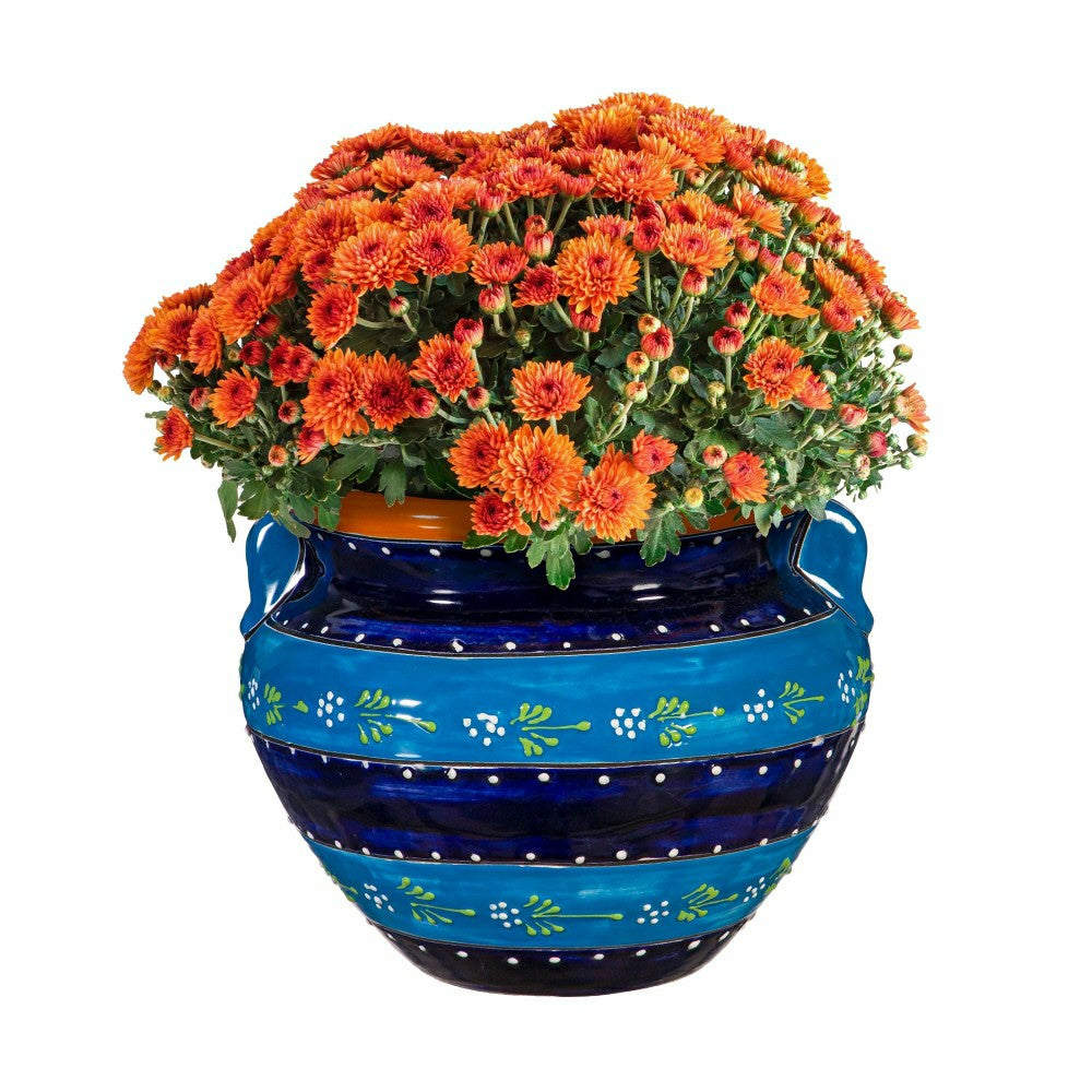 12" Striped Blue Talavera Chata | Plow & Hearth