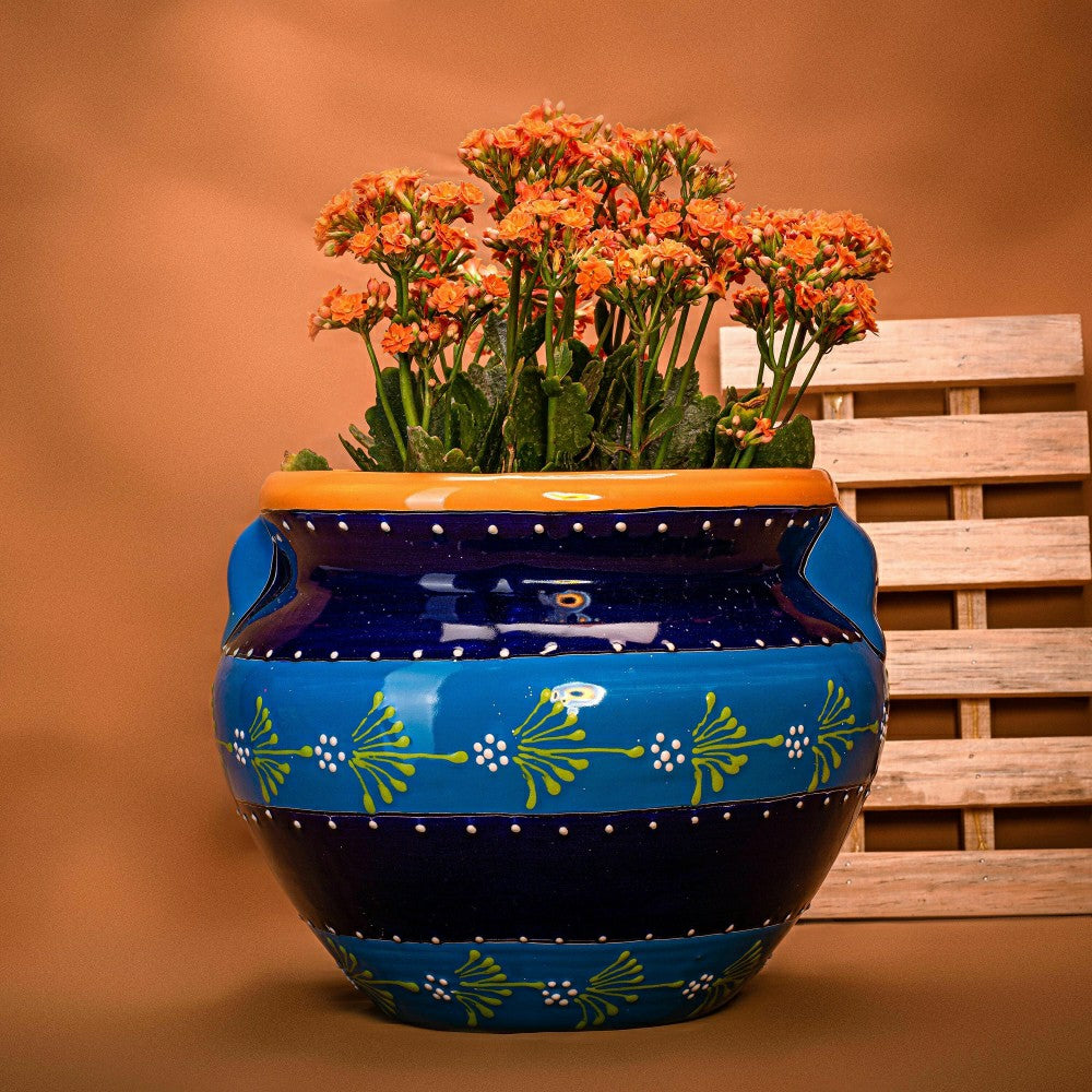 12" Striped Blue Talavera Chata | Plow & Hearth