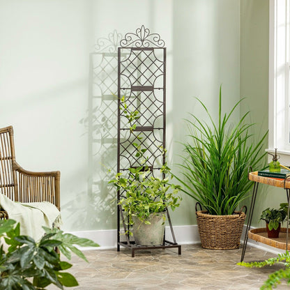 Grid Metal Lattice Trellis with Planter Stand | Plow & Hearth