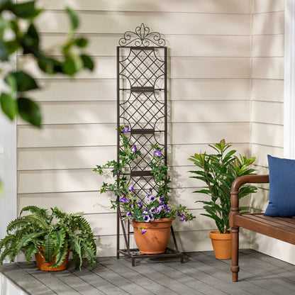 Grid Metal Lattice Trellis with Planter Stand | Plow & Hearth