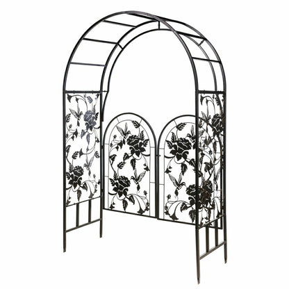 Metal Arched Hummingbird Garden Arbor with Gate | Plow & Hearth