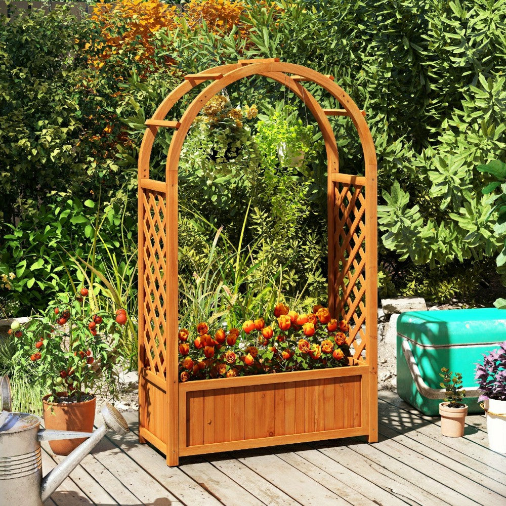 Raised Garden Bed with Lattice Trellis | Plow & Hearth