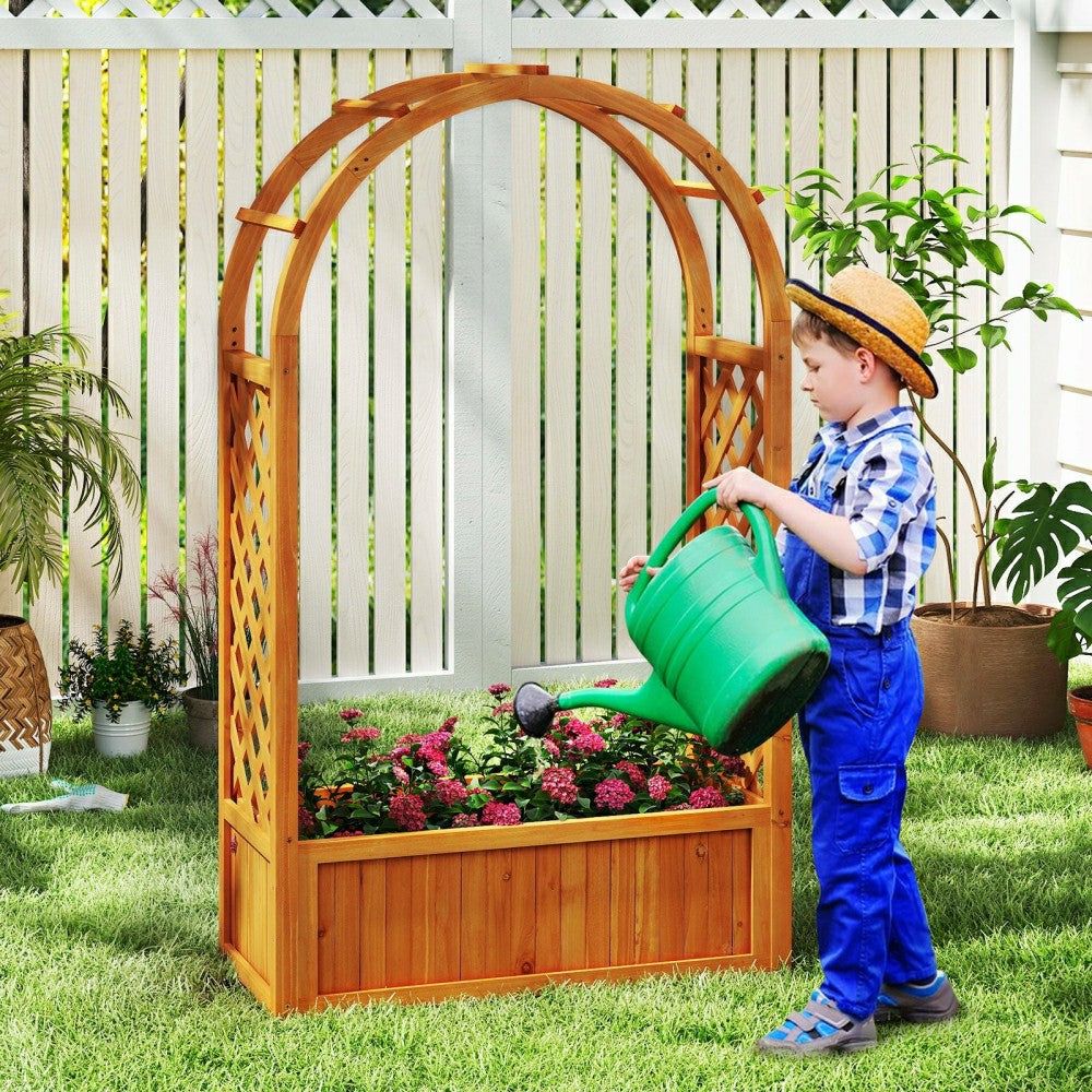 Raised Garden Bed with Lattice Trellis | Plow & Hearth
