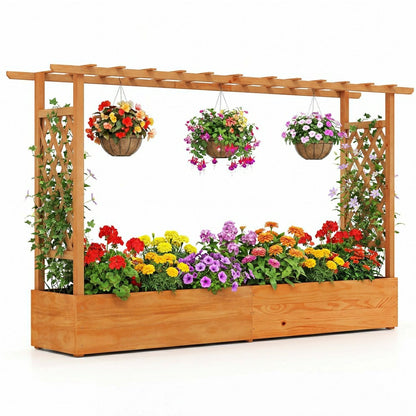Raised Garden Bed Planter Box with Lattice Trellis | Plow & Hearth