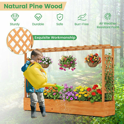 Raised Garden Bed Planter Box with Lattice Trellis | Plow & Hearth