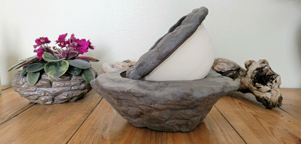 Large Natural Stone Self Watering / African Violet Pot | Plow & Hearth