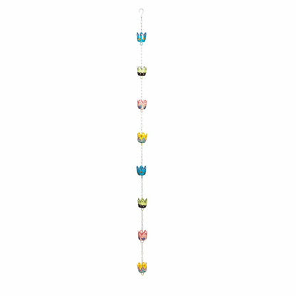 Tropical Oasis Rain Chain, Hand Painted Metal Basket, 96" | Plow & Hearth