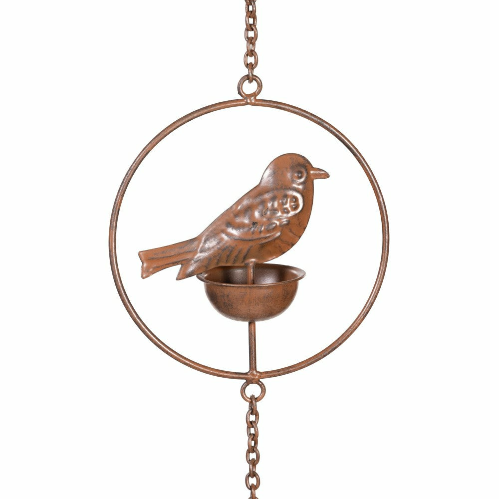 Cottage Garden Rain Chain, Metal, Bronze Bird, 72" | Plow & Hearth