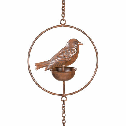Cottage Garden Rain Chain, Metal, Bronze Bird, 72" | Plow & Hearth