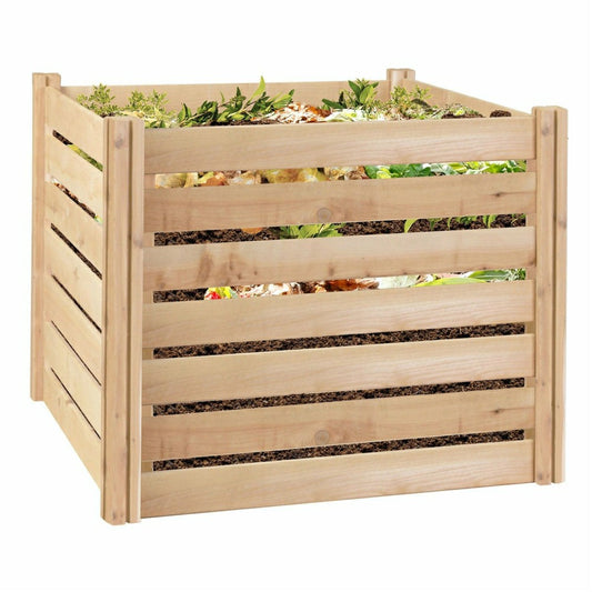 Outdoor 174-Gallon Wooden Compost Bin made from Eco-Friendly Cedar Woo | Plow & Hearth
