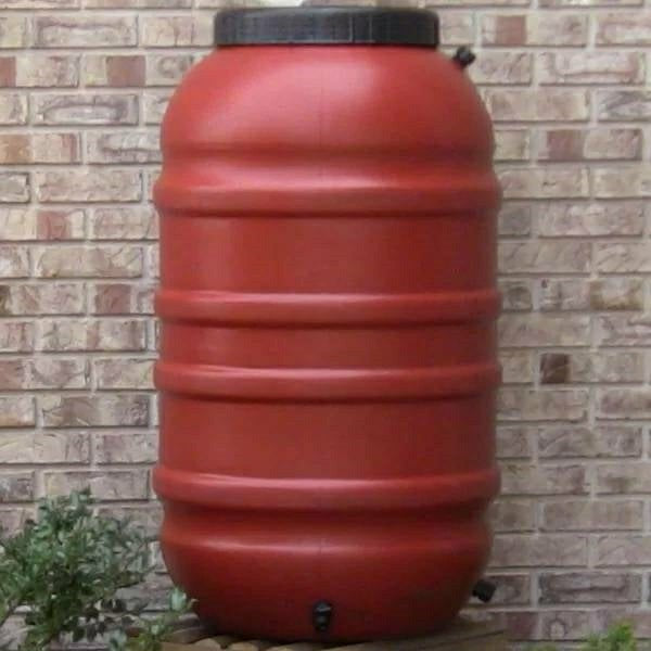 Terra Cotta Red HDPE Plastic 55-Gallon Rain Barrel with Spigot | Plow & Hearth