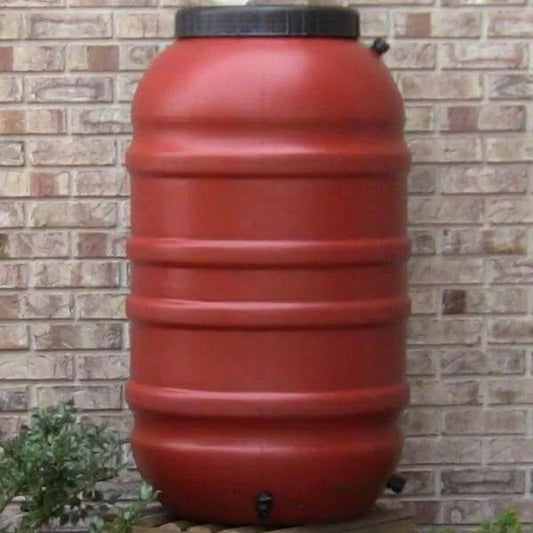Terra Cotta Red HDPE Plastic 55-Gallon Rain Barrel with Spigot | Plow & Hearth