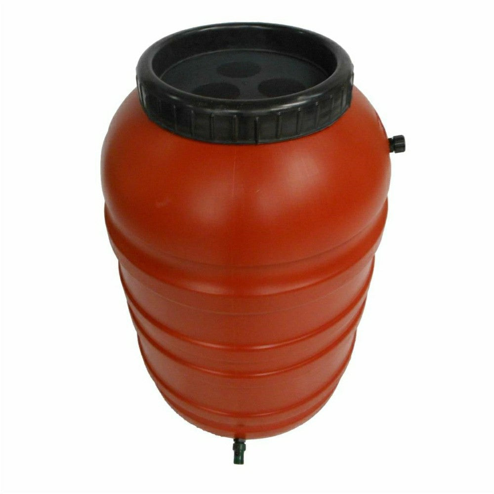 Terra Cotta Red HDPE Plastic 55-Gallon Rain Barrel with Spigot | Plow & Hearth