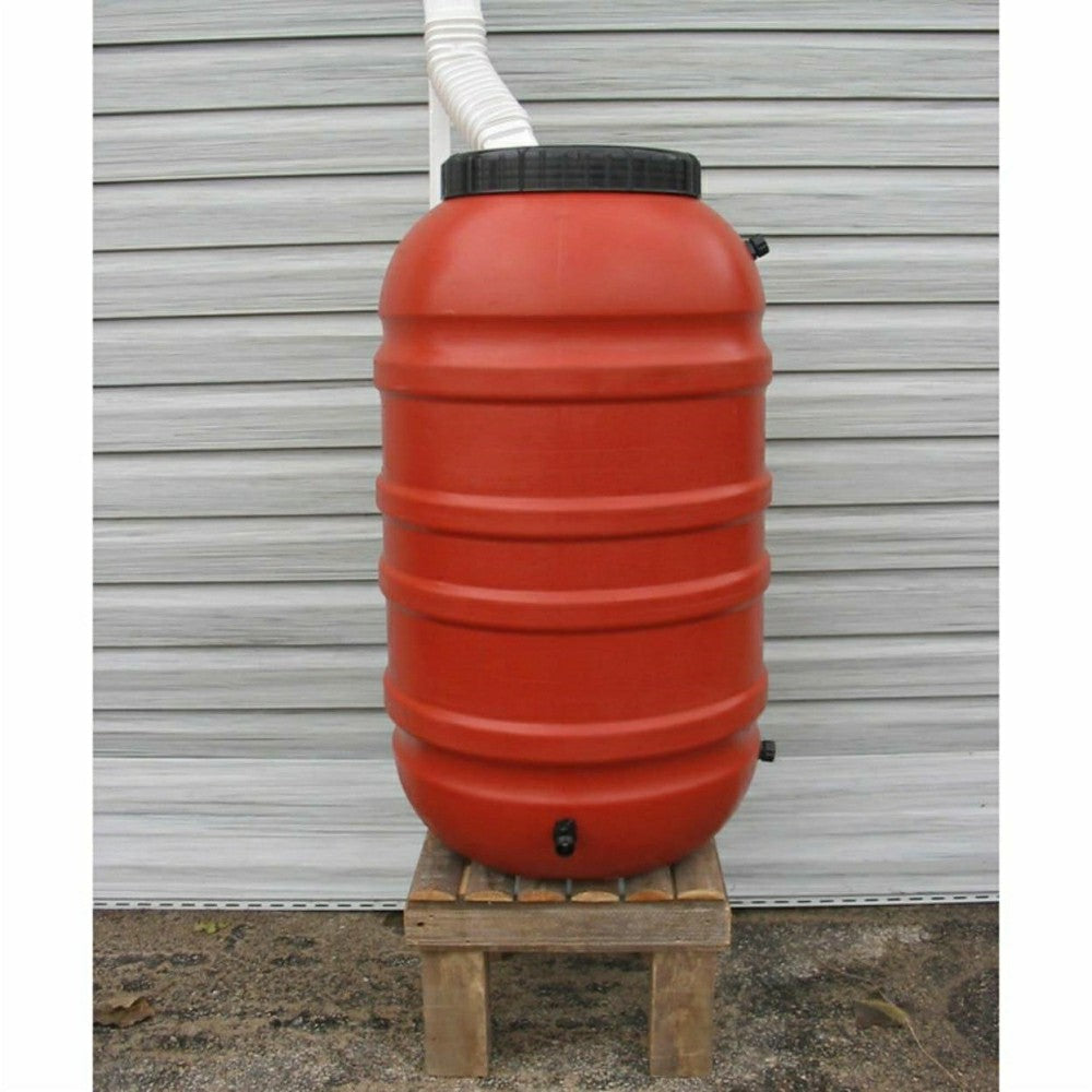 Terra Cotta Red HDPE Plastic 55-Gallon Rain Barrel with Spigot | Plow & Hearth