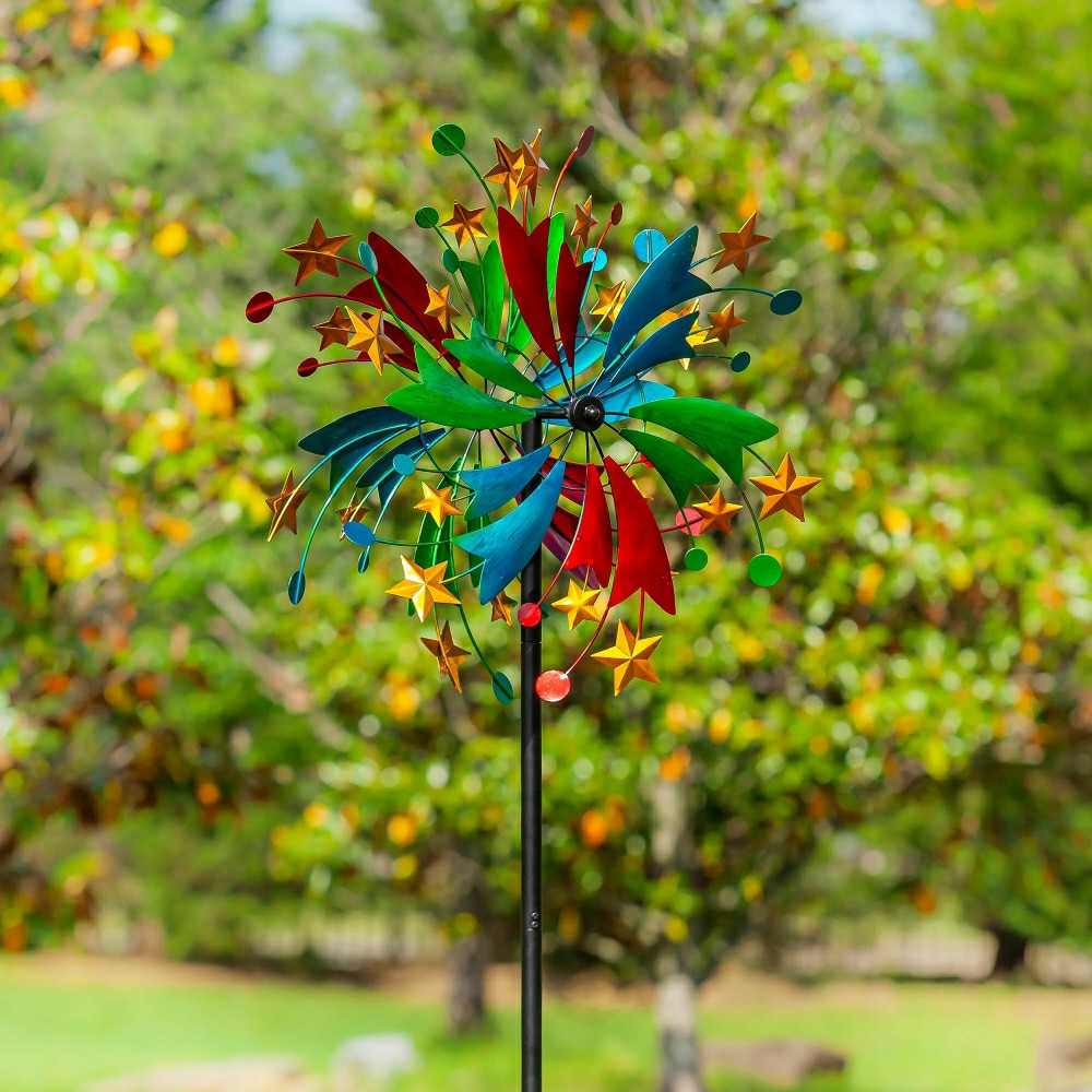 Multi-Colored Celestial Metal Wind Spinner, 75"H | Plow & Hearth