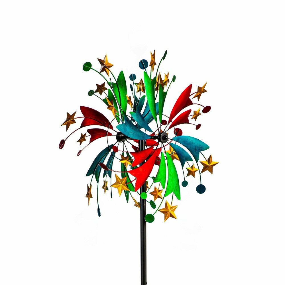 Multi-Colored Celestial Metal Wind Spinner, 75"H | Plow & Hearth